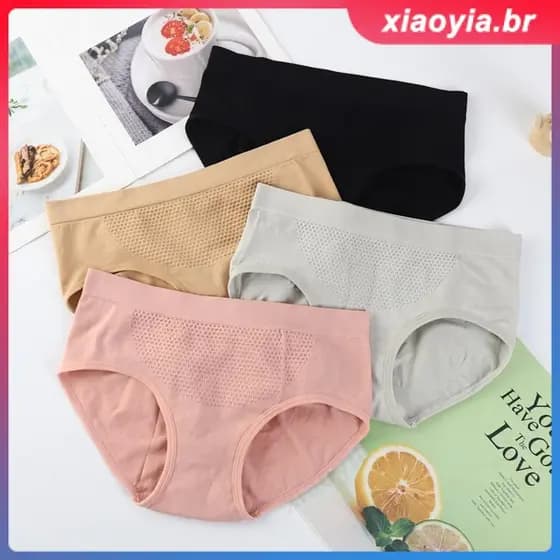 Calcinha feminina sem costura com efeito modelador de quadril, respirável, cintura baixa, forro de algodão simples