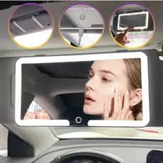 Espelho LED Para Quebra Sol De Carro Com 3 Modos de Led Recarregável Touch Luz Branco Quente Frio