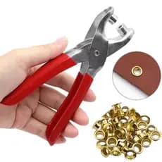 Kit Alicate Para Rebites E 100 Ilhoses Profissional Furador Roupas Cintos Sapatos Lona