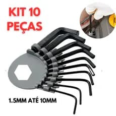Jogo De Chave Allen Curta Tipo L  1,5mm à 10mm 10 Peças Chave Sextavada Mecânico Bicicleta Moto