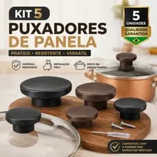 Pegador Kit 5 Pomel Preto ou Marrom + Parafuso Puxador De Tampa Panela Universal Cabo