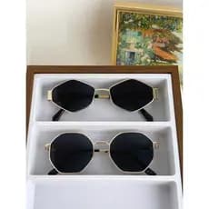 2 peças Óculos de sol Moda Feminina Armação Metálica Oval hexagonal Óculos vintage dia dia Férias