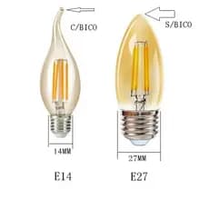 Lampada Vela De Led Bocal E14/E27  4w De Filamento  C35  branco quente  Bivolt Lustres