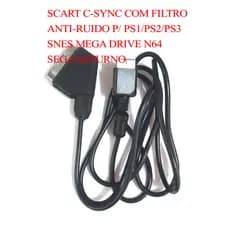 CABO SCART C-SYNC COM FILTRO ANTI-RUIDOS SNES, PS1/PS2, MEGA DRIVE, ETC...