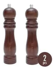 Kit 2 Moedores 21 cm P/ Sal Pimenta Temperos Em Madeira Escura