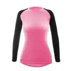 Camisa Térmica Feminina Dual Rosa UV50+ Manga Preta Longa