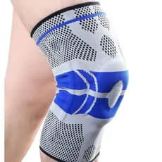 Joelheira Ortopédica de Compressão c/ Silicone Cinza e Azul