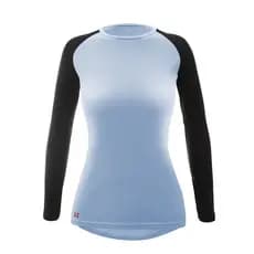 Camisa Térmica Feminina Dual Azul UV50+ Manga Preta Longa
