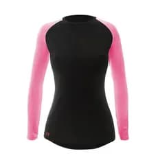 Camisa Térmica Feminina Dual Preta UV50+ Manga Rosa Longa