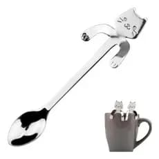 KIT 3 Colher De Café Gato Gatinho Inox