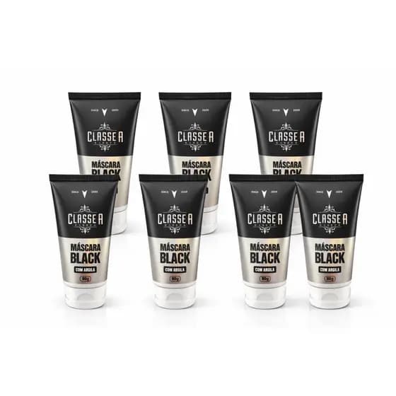 6x Máscara Facial Black Classe A 60g Peel Off Com Argila Preta Removedora De Cravos E Oleosidade 6UN