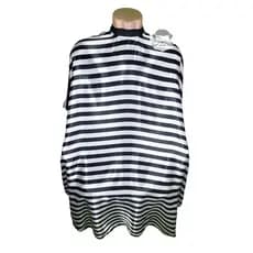 Capa de Corte Listrada Horizontal Branco e Preto com Zíper