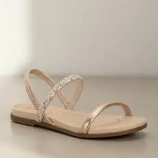Rasteirinha Sandália Feminina Flat Beira Rio Strech Strass Confortável Tiras