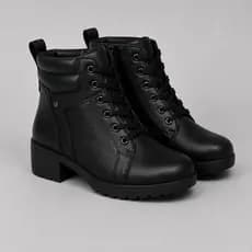 Bota Feminina Coturno Mooncity Original Cano Baixo Confortável Antiderrapante Zíper Salto Grosso
