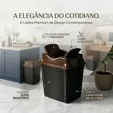 Lixeira 14 Litros Grande Cozinha Banheiro Tampa Basculante Luxo Plástico Resistente