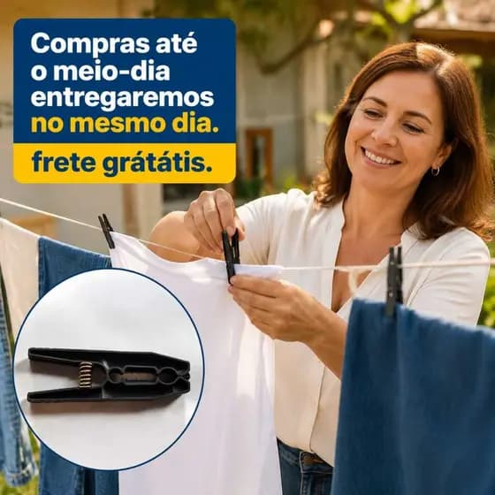 Kit 120 Prendedores De Roupa Grande Varal Pregador Roupa Reforçado Plástico