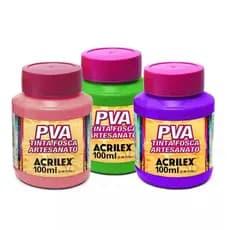 Tinta PVA Fosca Acrilex 100ml para Artesanato Madeira MDF Isopor e Cerâmica