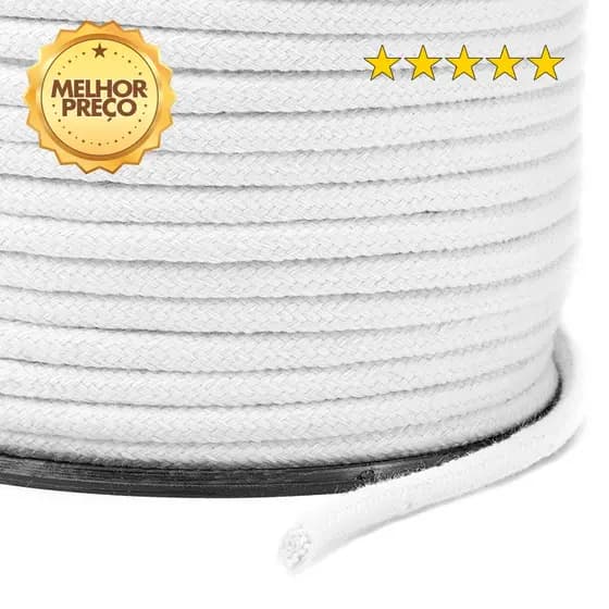 Cordão Trançado 100% Algodão 5mm 3 Metros Branco São José Artesanato