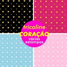 Tecido Tricoline Premium100% Algodão – 0,50m x 1,50m – Estampa de Corações