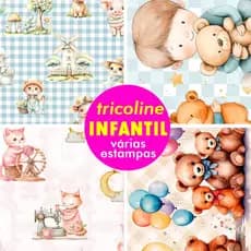 Tecido Tricoline Digital 100% Algodão 50cm x 1,50m Estampa Infantil Patchwork