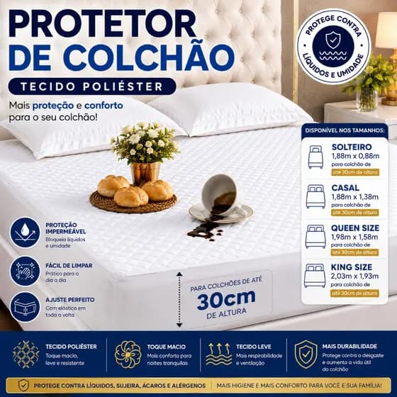 Capa Protetor para Colchão Impermeável Vários Tamanhos Disponiveis