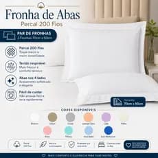 Par De Fronha C/ Abas 70cm x 50cm - Percal 200 Fios