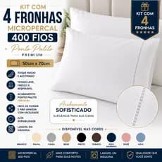 Kit c/ 4 Fronhas 70cm x 50cm 400 Fios Ponto Palito Luxo