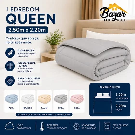 Edredom Queen Size Percal 150 Fios 100% Algodão