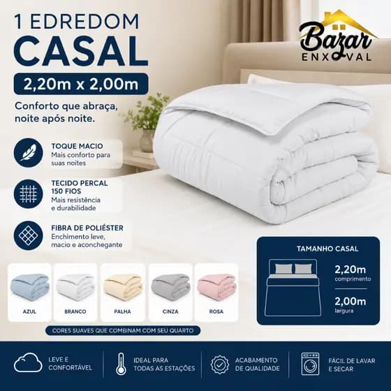 Edredom Casal Dupla Face Macio Percal 100% Algodão