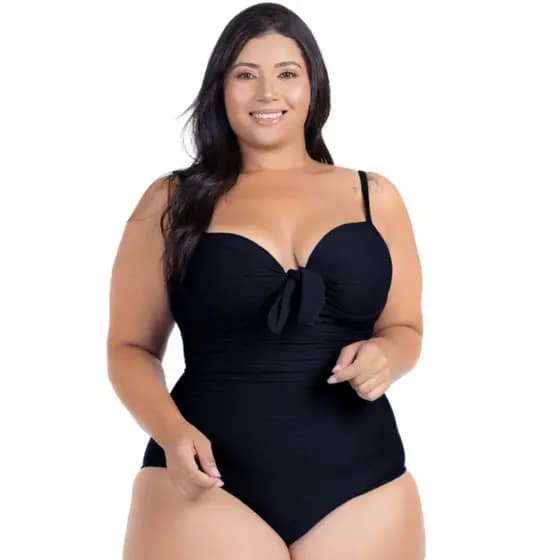 Maiô Body Plus Size Costas Nuas Modelador Disfarça Barriga Drapeado Com Alças Ajustáveis