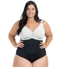 Maiô Chapa Barriga Plus Size Feminino Modela Silhueta Com Bojo Removível 100% Forrado Proteção UV50+