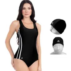 Kit Natação Hidroginástica Body Maiô Feminino + Touca Poliamida Premium Confortável Elegante