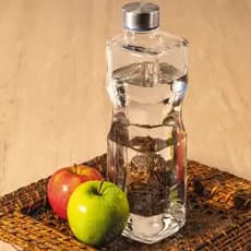 Garrafa de Vidro Quadrada ou Redonda H2O 1 Litro com Tampa Inox com Anel Antivazamento Linha Premium