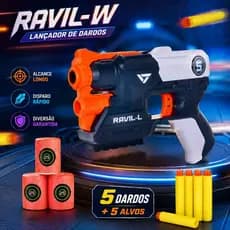 Brinquedo Lançador de Dardos Brinquedo Arminha Nerf 5 Dardos Pistola Com Alvos Presente Crianças