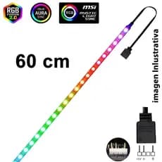 Fita Led Argb 3 Pinos 5v IP20 - Placa Mãe - Gabinete - Pc Gamer  Sync Aura com 40 , 50 ou 60 cm + cabo 25 cm..