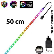 Fita Led Argb 3 Pinos 5v IP20 - 50 cm Sync Aura - Placa Mãe - Gabinete - Pc Gamer ( não vai conector de 3 pinos )