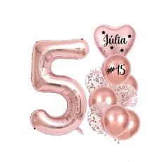 Buque com balões Metalizado personalizado e Numero de 70 cm ( Prata, Dourado ou Rose Gold )