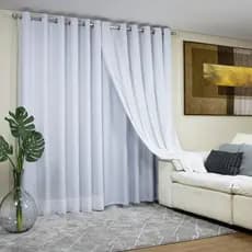 Cortina gaze linho com forro microfibra 6,00x2,70 sala branco