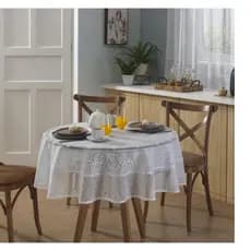 Toalha de Mesa em renda REDONDA (grossa) - 4 Cadeiras 1.60m