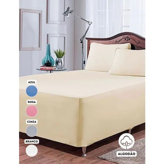 Jogo Lençol CASAL Algodão 180 fios Cama Box Conjugado Lençol infantil (LENÇOL LUVA CASAL)