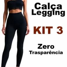Kit 3 Calça Legging Feminina Grossa Cintura Alta Anti Transparência Leg Fitness Academia Suplex