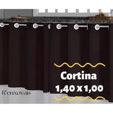 Cortina Pia Cozinha Lisa 1,40x1,00 Com Ilhós Decoração  Balcão