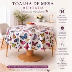 Toalha de Mesa Redonda 4 Lugares para Cozinha e Mesa Posta