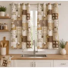 Cortinas De Cozinha Com Ilhós 3,00mx1,50m Tecido Oxford Estampadas Lindas Decoração