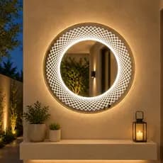 Espelho Redondo LED 60cm Touch Dourado para Maquiagem e Penteadeira