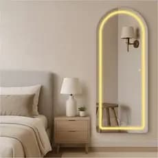 Espelho de Parede de Corpo inteiro Oval Madri Jateado Led 120cm x 50cm Led Touch Quarto Salão Loja
