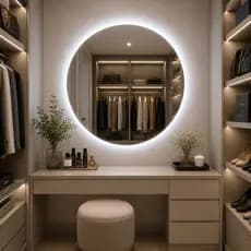 Espelho Redondo 50cm com LED Retroiluminado Lapidado – Kit Instalação Incluso