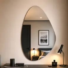 Espelho Decorativo Lapidado Estilo Orgânico Para Banheiro e Sala de Estar 50x60cm Dupla Face