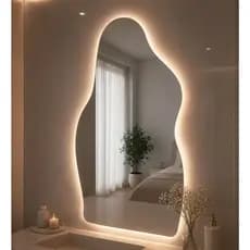Espelho Orgânico Flame 50x80cm Com LED ou Sem LED Vidro Lapidado Banheiro Quarto Sala