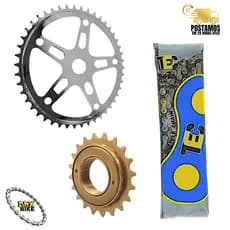 Kit relação de bicicleta monark barra circular caloi poti padrão coroa catraca E corrente DRX BIKE